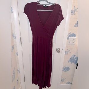 Elegant Burgundy Wrap Dress